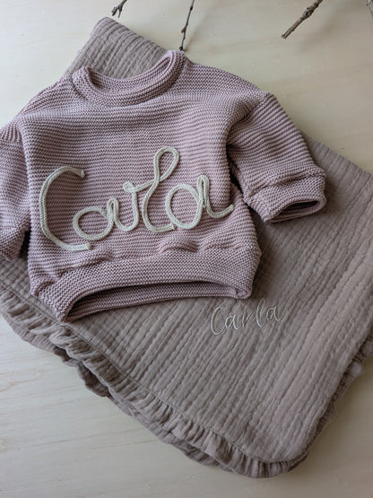 Strick Oversized Pullover mit Kordelzug | handgenäht | Individuell