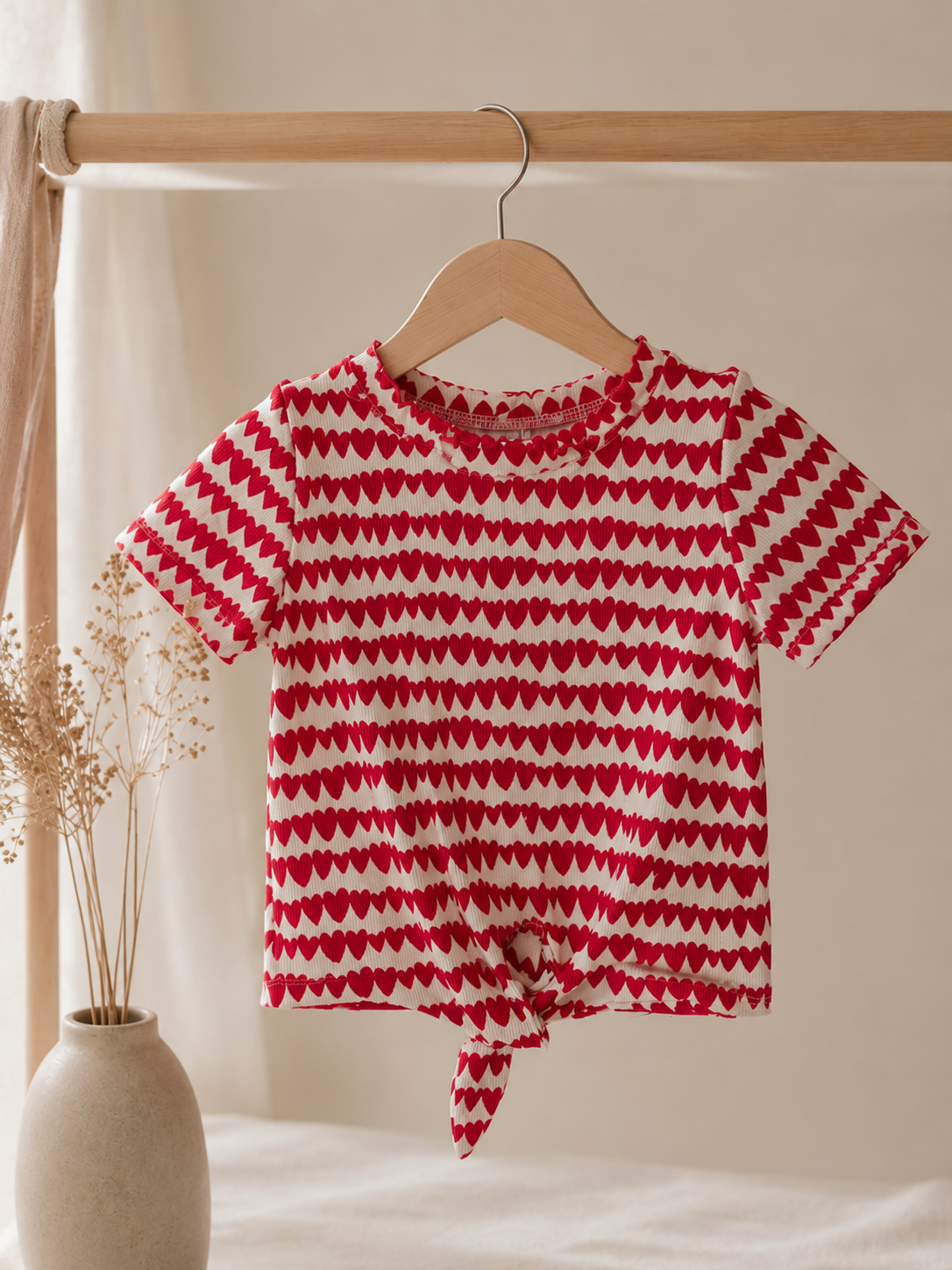 Herzchen Shirt mit Bindeknoten - weiches Sommeroberteil