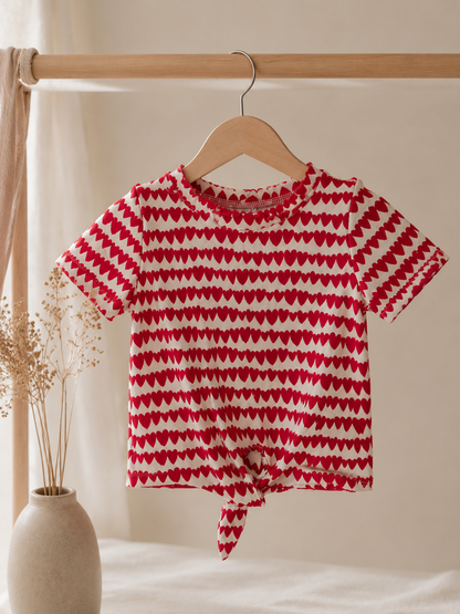 Herzchen Shirt mit Bindeknoten - weiches Sommeroberteil