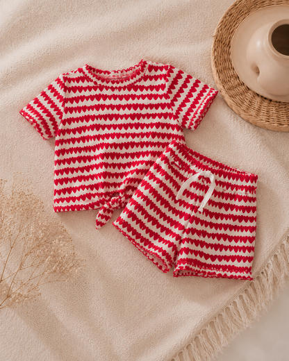 Herzchen Shirt mit Bindeknoten - weiches Sommeroberteil